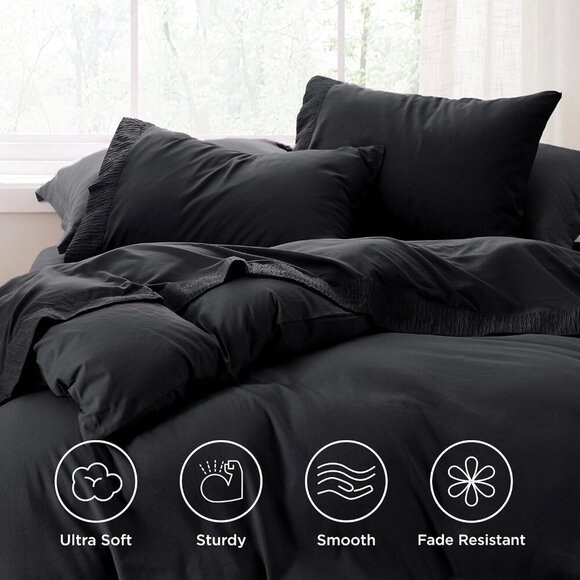 🆕 4 Pieces Black Luxury California King Polyester Microfiber Cooling Bed Sheet - Picture 3 of 7